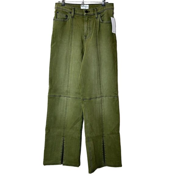 Cotton Citizen Denim - Cotton Citizen Vickie Jeans Wide Leg High Rise Split Hem Green Women's 25 NWT